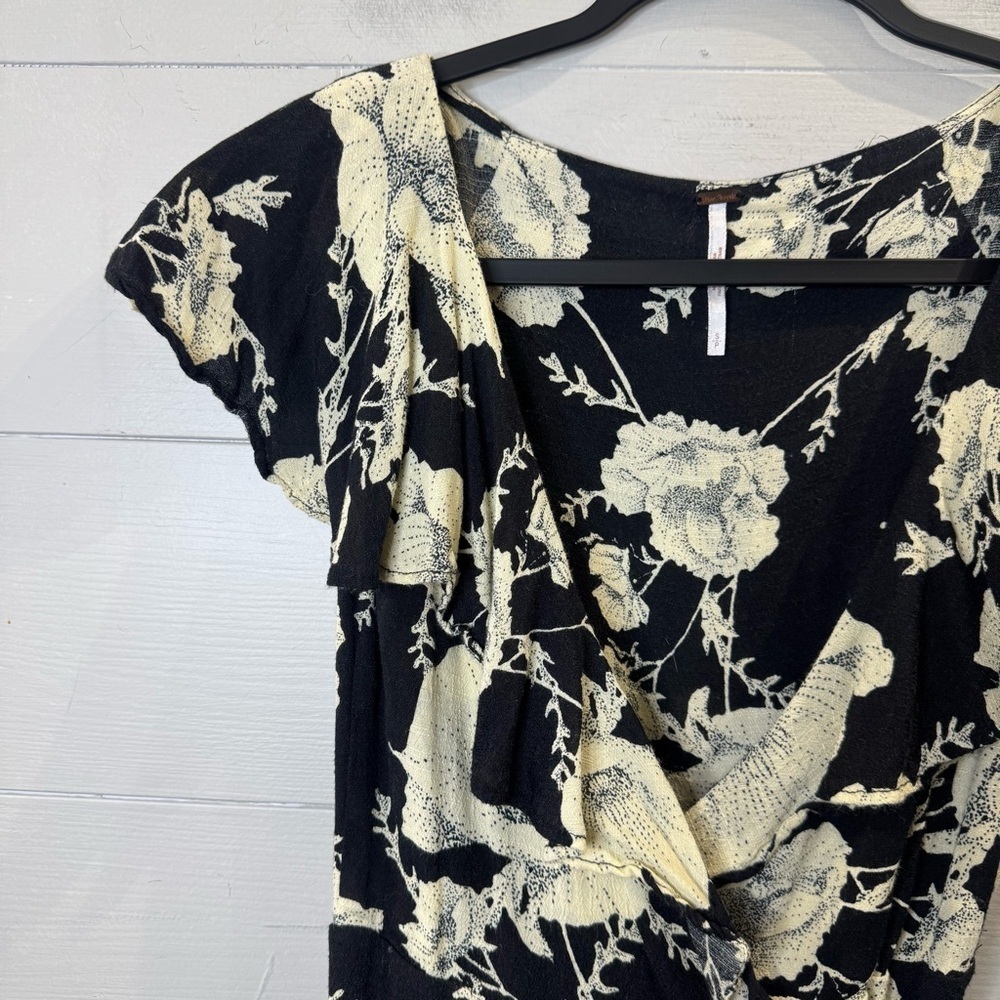 Free People | French Quarter Floral Printed Flutter Sleeve Wrap Mini Dress Small - Picture 4 of 10